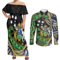 South Sea Islanders And Solomon Islands Couples Matching Off Shoulder Maxi Dress and Long Sleeve Button Shirt Solomons Coat Of Arms And Southern Cross