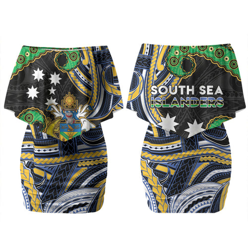 South Sea Islanders And Solomon Islands Couples Matching Off Shoulder Short Dress and Hawaiian Shirt Solomons Coat Of Arms And Southern Cross