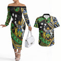 South Sea Islanders And Solomon Islands Couples Matching Off The Shoulder Long Sleeve Dress and Hawaiian Shirt Solomons Coat Of Arms And Southern Cross