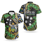 South Sea Islanders And Solomon Islands Couples Matching Puletasi and Hawaiian Shirt Solomons Coat Of Arms And Southern Cross