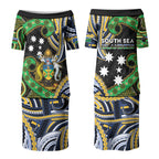 South Sea Islanders And Solomon Islands Couples Matching Puletasi and Hawaiian Shirt Solomons Coat Of Arms And Southern Cross