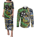South Sea Islanders And Solomon Islands Couples Matching Puletasi and Long Sleeve Button Shirt Solomons Coat Of Arms And Southern Cross