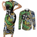 South Sea Islanders And Solomon Islands Couples Matching Short Sleeve Bodycon Dress and Long Sleeve Button Shirt Solomons Coat Of Arms And Southern Cross
