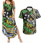 South Sea Islanders And Solomon Islands Couples Matching Summer Maxi Dress and Hawaiian Shirt Solomons Coat Of Arms And Southern Cross