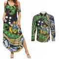 South Sea Islanders And Solomon Islands Couples Matching Summer Maxi Dress and Long Sleeve Button Shirt Solomons Coat Of Arms And Southern Cross