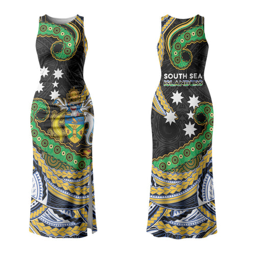 South Sea Islanders And Solomon Islands Couples Matching Tank Maxi Dress and Long Sleeve Button Shirt Solomons Coat Of Arms And Southern Cross