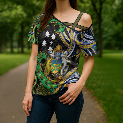 South Sea Islanders And Solomon Islands Cross Shoulder Shirt Solomons Coat Of Arms And Southern Cross