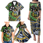 South Sea Islanders And Solomon Islands Family Matching Puletasi and Hawaiian Shirt Solomons Coat Of Arms And Southern Cross