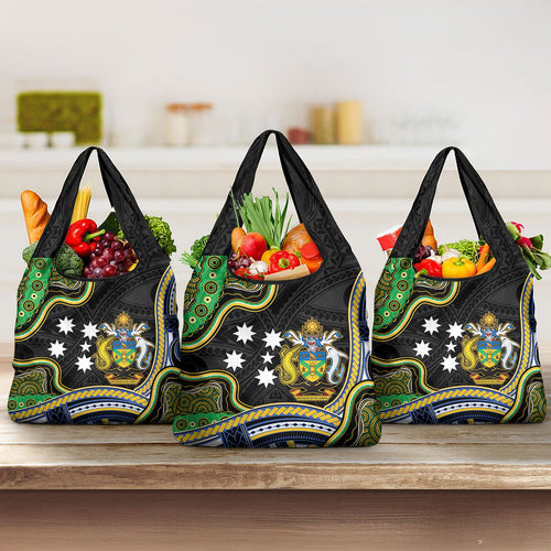 South Sea Islanders And Solomon Islands Grocery Bag Solomons Coat Of Arms And Southern Cross