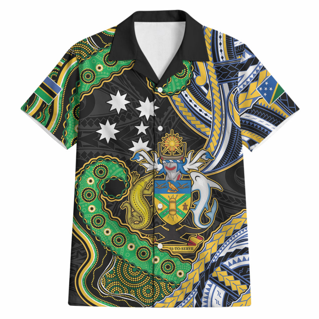 South Sea Islanders And Solomon Islands Hawaiian Shirt Solomons Coat Of Arms And Southern Cross