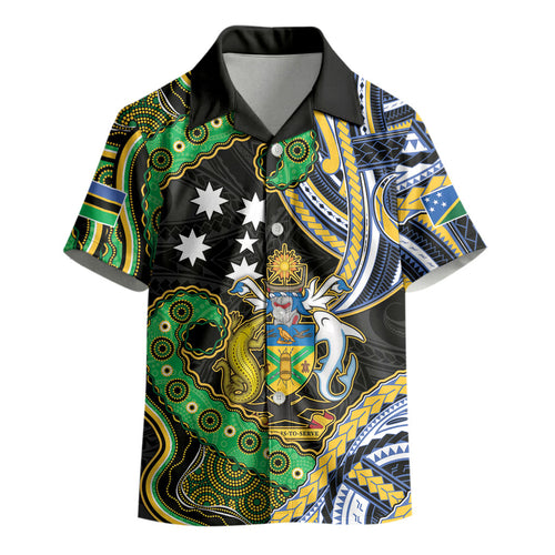 South Sea Islanders And Solomon Islands Kid Hawaiian Shirt Solomons Coat Of Arms And Southern Cross