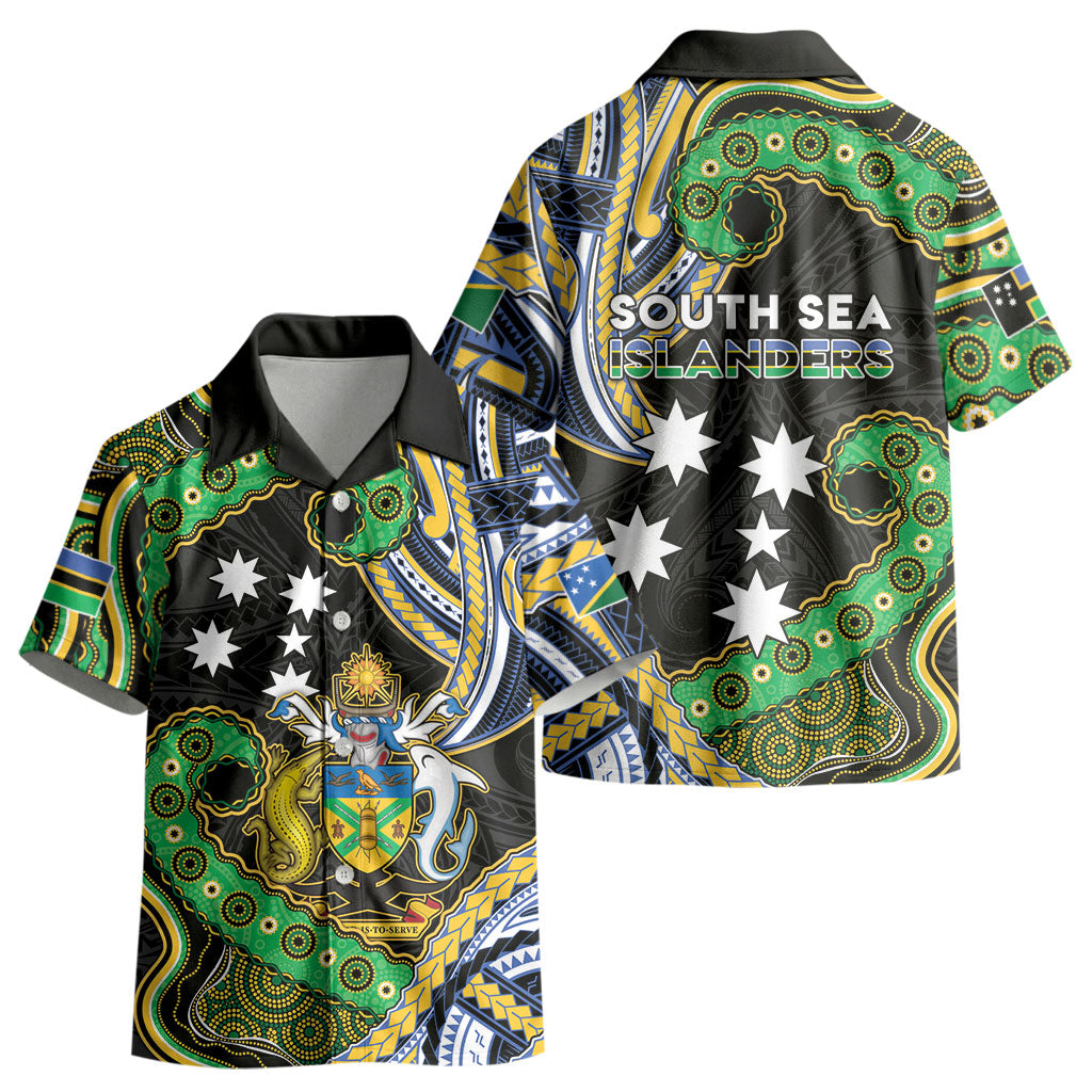 South Sea Islanders And Solomon Islands Kid Hawaiian Shirt Solomons Coat Of Arms And Southern Cross