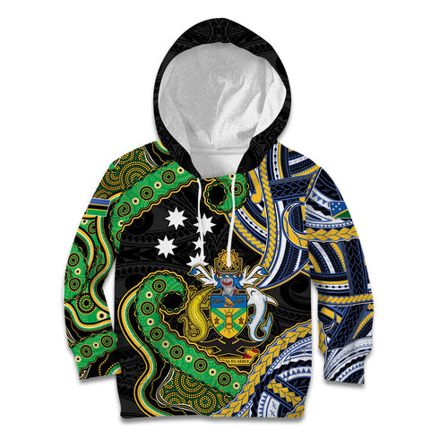 South Sea Islanders And Solomon Islands Kid Hoodie Solomons Coat Of Arms And Southern Cross