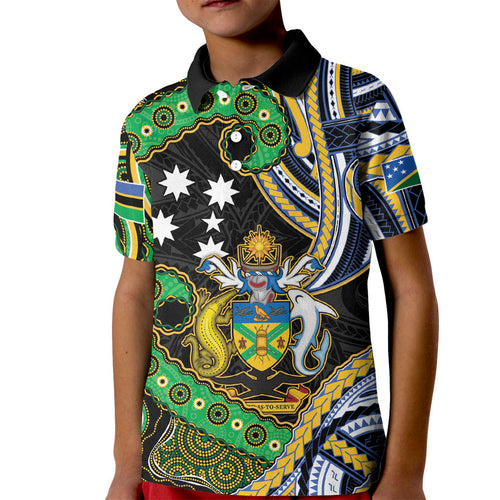 South Sea Islanders And Solomon Islands Kid Polo Shirt Solomons Coat Of Arms And Southern Cross