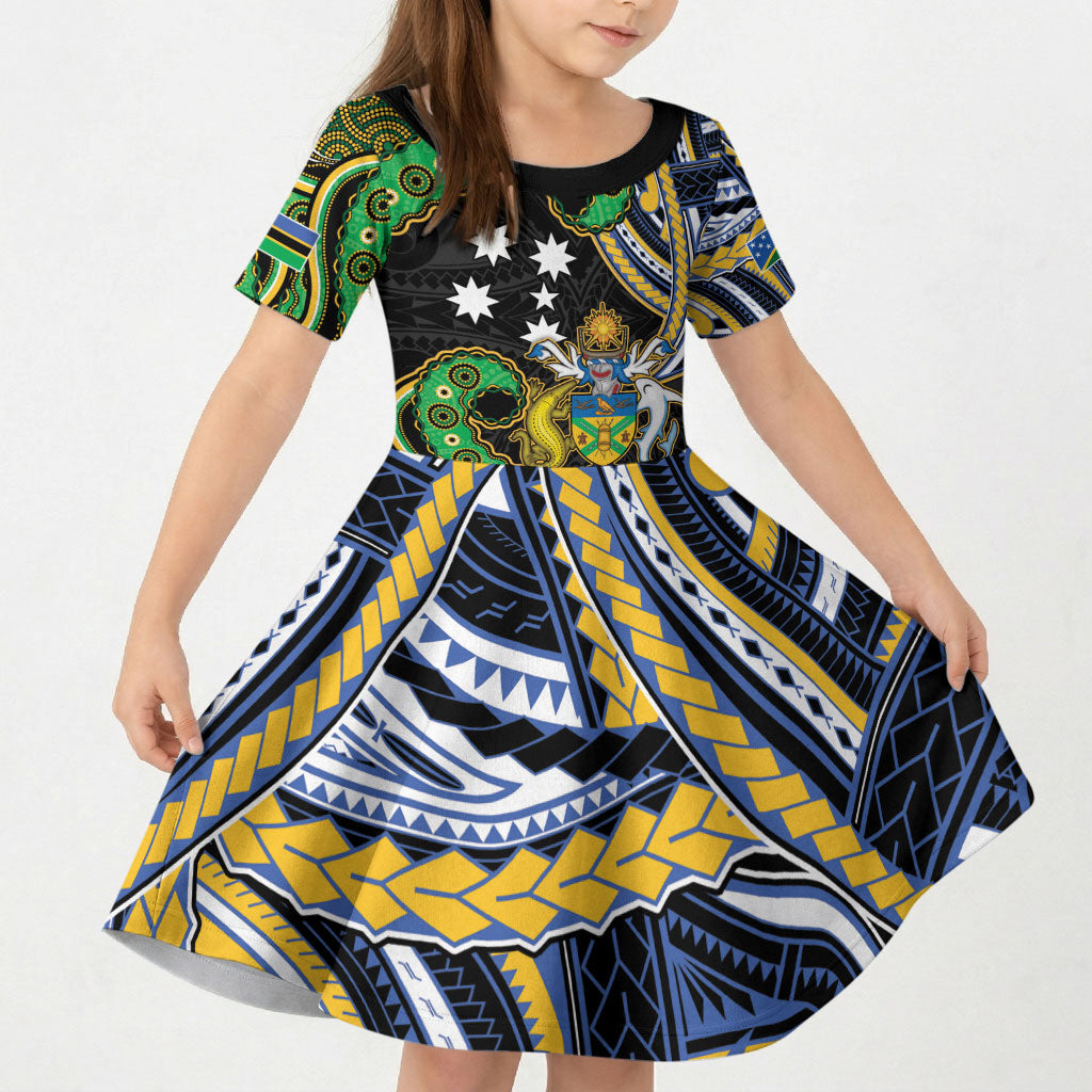 South Sea Islanders And Solomon Islands Kid Short Sleeve Dress Solomons Coat Of Arms And Southern Cross