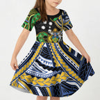 South Sea Islanders And Solomon Islands Kid Short Sleeve Dress Solomons Coat Of Arms And Southern Cross