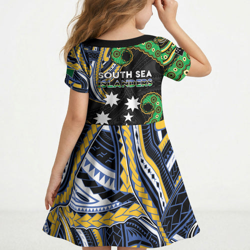 South Sea Islanders And Solomon Islands Kid Short Sleeve Dress Solomons Coat Of Arms And Southern Cross