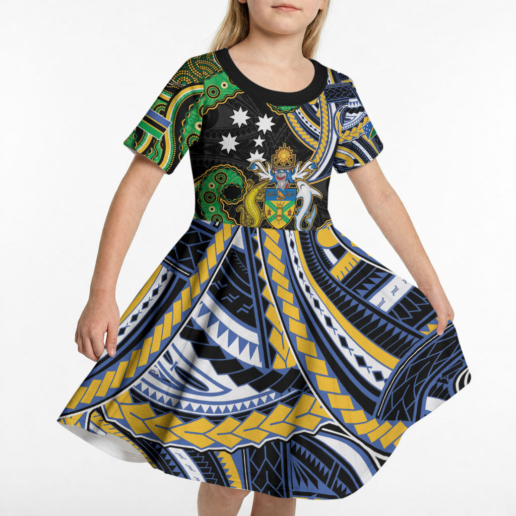South Sea Islanders And Solomon Islands Kid Short Sleeve Dress Solomons Coat Of Arms And Southern Cross