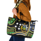 South Sea Islanders And Solomon Islands Leather Tote Bag Solomons Coat Of Arms And Southern Cross