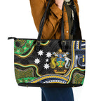 South Sea Islanders And Solomon Islands Leather Tote Bag Solomons Coat Of Arms And Southern Cross