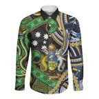 South Sea Islanders And Solomon Islands Long Sleeve Button Shirt Solomons Coat Of Arms And Southern Cross