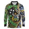 South Sea Islanders And Solomon Islands Long Sleeve Polo Shirt Solomons Coat Of Arms And Southern Cross