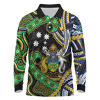 South Sea Islanders And Solomon Islands Long Sleeve Polo Shirt Solomons Coat Of Arms And Southern Cross