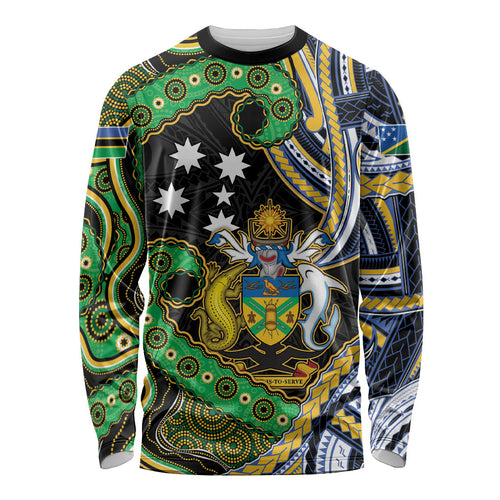South Sea Islanders And Solomon Islands Long Sleeve Shirt Solomons Coat Of Arms And Southern Cross