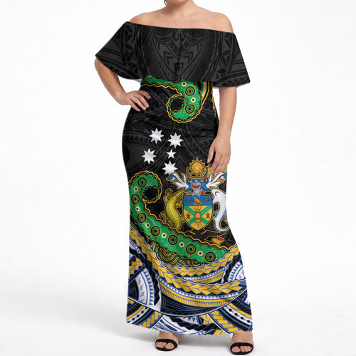 South Sea Islanders And Solomon Islands Off Shoulder Maxi Dress Solomons Coat Of Arms And Southern Cross