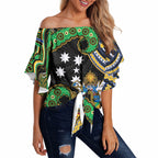 South Sea Islanders And Solomon Islands Off Shoulder Wrap Waist Top Solomons Coat Of Arms And Southern Cross