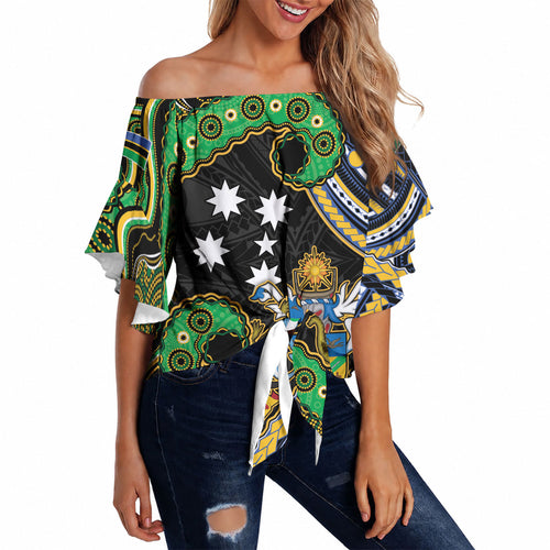 South Sea Islanders And Solomon Islands Off Shoulder Wrap Waist Top Solomons Coat Of Arms And Southern Cross