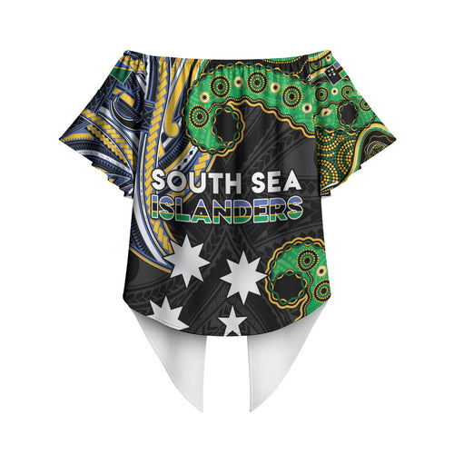 South Sea Islanders And Solomon Islands Off Shoulder Wrap Waist Top Solomons Coat Of Arms And Southern Cross