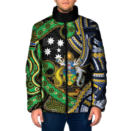 South Sea Islanders And Solomon Islands Padded Jacket Solomons Coat Of Arms And Southern Cross