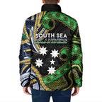 South Sea Islanders And Solomon Islands Padded Jacket Solomons Coat Of Arms And Southern Cross