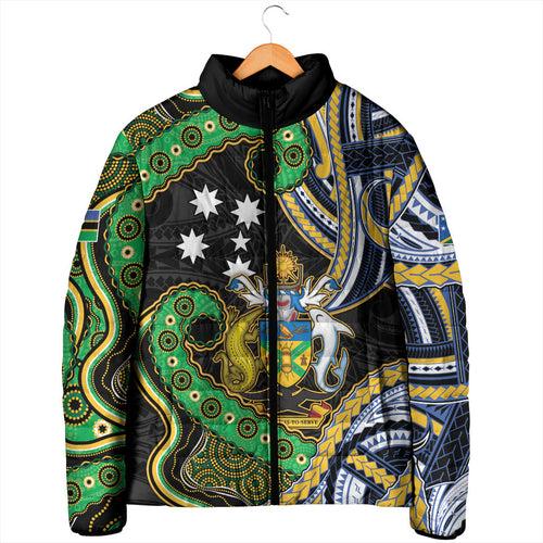 South Sea Islanders And Solomon Islands Padded Jacket Solomons Coat Of Arms And Southern Cross