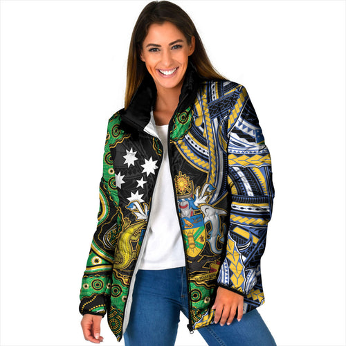 South Sea Islanders And Solomon Islands Padded Jacket Solomons Coat Of Arms And Southern Cross