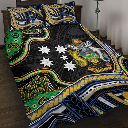 South Sea Islanders And Solomon Islands Quilt Bed Set Solomons Coat Of Arms And Southern Cross