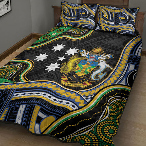 South Sea Islanders And Solomon Islands Quilt Bed Set Solomons Coat Of Arms And Southern Cross