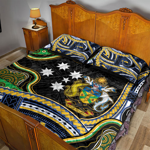 South Sea Islanders And Solomon Islands Quilt Bed Set Solomons Coat Of Arms And Southern Cross