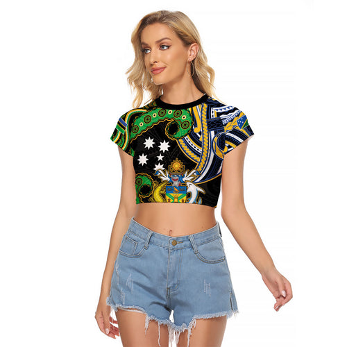 South Sea Islanders And Solomon Islands Raglan Cropped T Shirt Solomons Coat Of Arms And Southern Cross