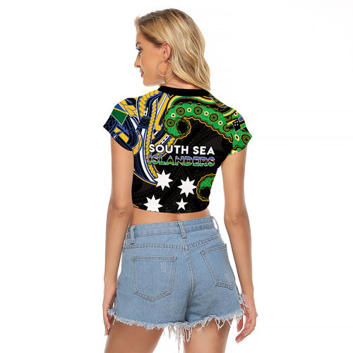 South Sea Islanders And Solomon Islands Raglan Cropped T Shirt Solomons Coat Of Arms And Southern Cross