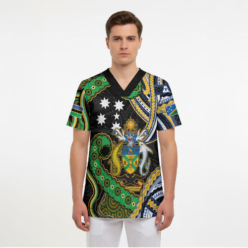 South Sea Islanders And Solomon Islands Scrub Top Solomons Coat Of Arms And Southern Cross
