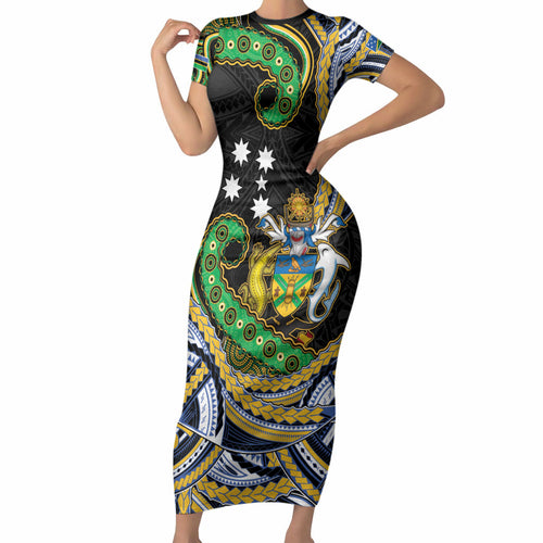 South Sea Islanders And Solomon Islands Short Sleeve Bodycon Dress Solomons Coat Of Arms And Southern Cross