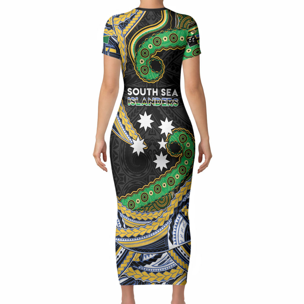 South Sea Islanders And Solomon Islands Short Sleeve Bodycon Dress Solomons Coat Of Arms And Southern Cross