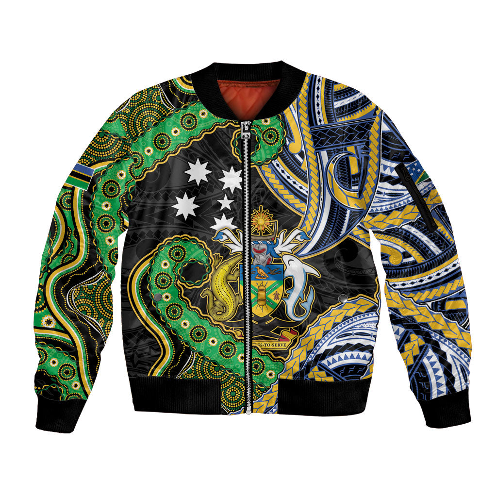 South Sea Islanders And Solomon Islands Sleeve Zip Bomber Jacket Solomons Coat Of Arms And Southern Cross