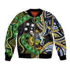 South Sea Islanders And Solomon Islands Sleeve Zip Bomber Jacket Solomons Coat Of Arms And Southern Cross
