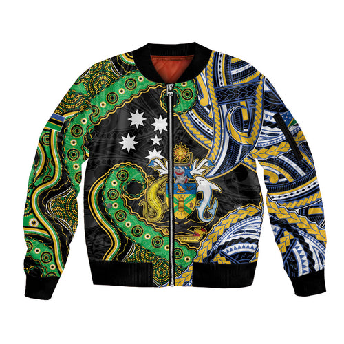 South Sea Islanders And Solomon Islands Sleeve Zip Bomber Jacket Solomons Coat Of Arms And Southern Cross