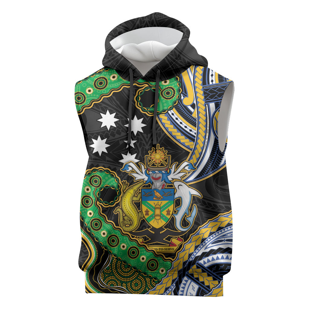 South Sea Islanders And Solomon Islands Sleeveless Hoodie Solomons Coat Of Arms And Southern Cross