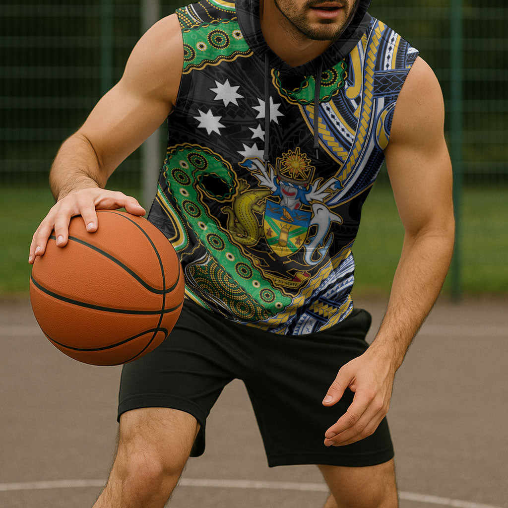 South Sea Islanders And Solomon Islands Sleeveless Hoodie Solomons Coat Of Arms And Southern Cross