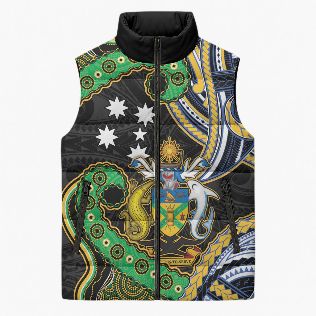 South Sea Islanders And Solomon Islands Sleeveless Puffer Jacket Solomons Coat Of Arms And Southern Cross